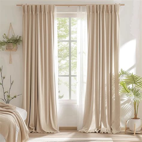 Amazon COLLACT Beige Velvet Blackout Curtains 84 Inch Long For