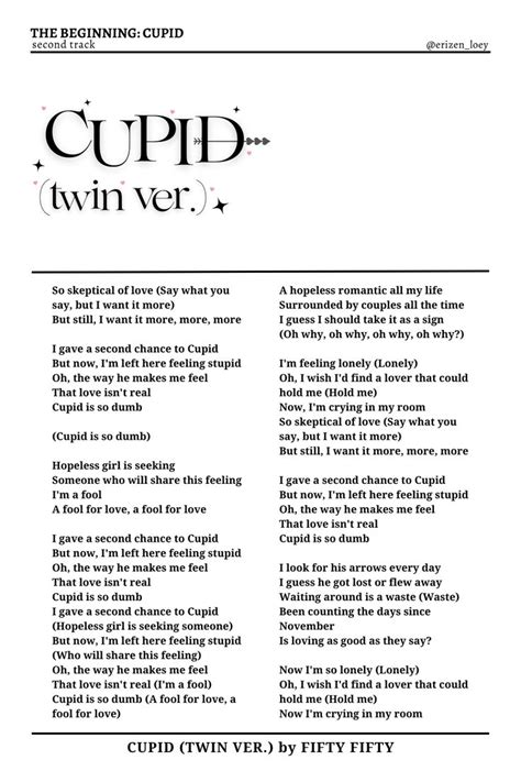 Cupid (Twin Ver.) - FIFTY FIFTY in 2023 | Song lyric posters, Lyric poster, Pop posters