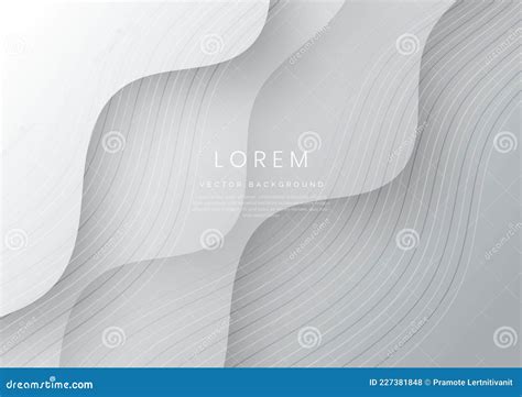 Abstract Gray Wavy Background With Lines Curved Stock Vector