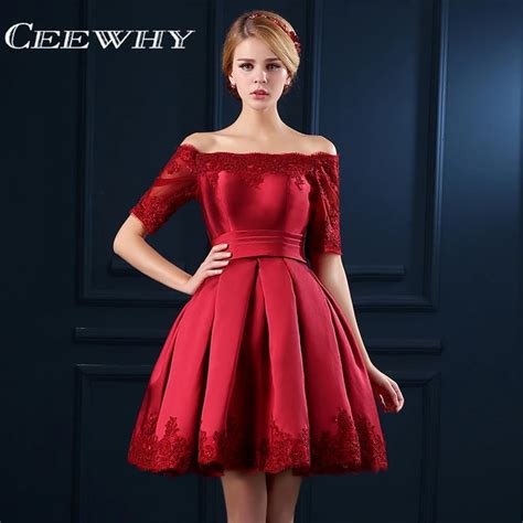 5 Colors Jersey Short Sleeve Ball Gown Embroidery Lace Special Occasion Women Evening Party Knee