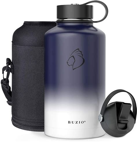 BUZIO Insulated Water Bottle With Straw Lid And Flex Cap 32oz 40oz