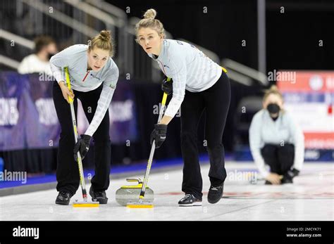 Team Bears Allison Howell Left And Taylor Drees Sweep To Curl The