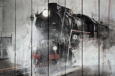 Картина на дереве Железная дорога 2