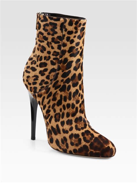 Jimmy Choo Leather Brinely Leopard Print Haircalf Ankle Boots Lyst