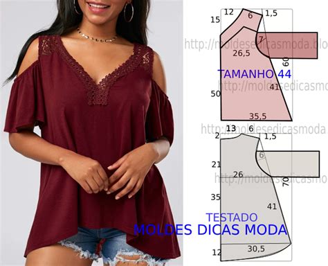 Molde De Blusa Bordeaux Moldes Dicas Moda Moldes De Blusas Padrões