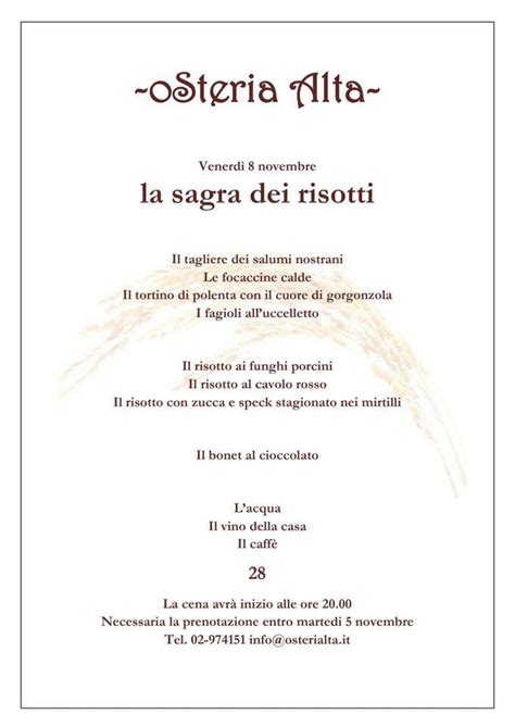 Menu At Osteria Alta Restaurant Cuggiono Piazza Castelletto