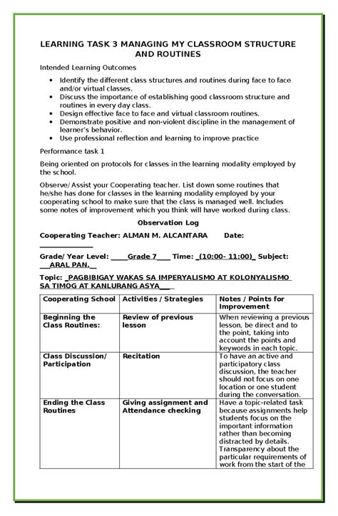 Learning Task 3 Teaching Internship Book 3 Learning Task 3 Managing