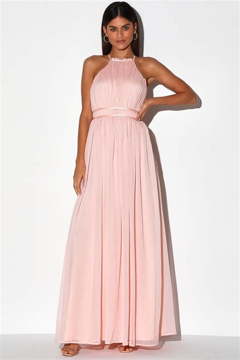 Lovely Light Pink Dress Ruched Maxi Dress Backless Maxi Dress Lulus