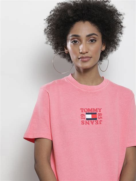 Buy Tommy Hilfiger Women Pink Solid Organic Cotton T Shirt Tshirts