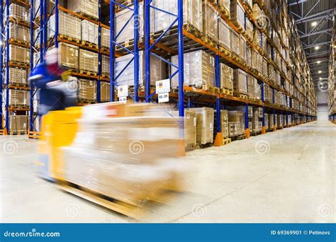 Modern warehouse interior stock image. Image of blue - 69369901