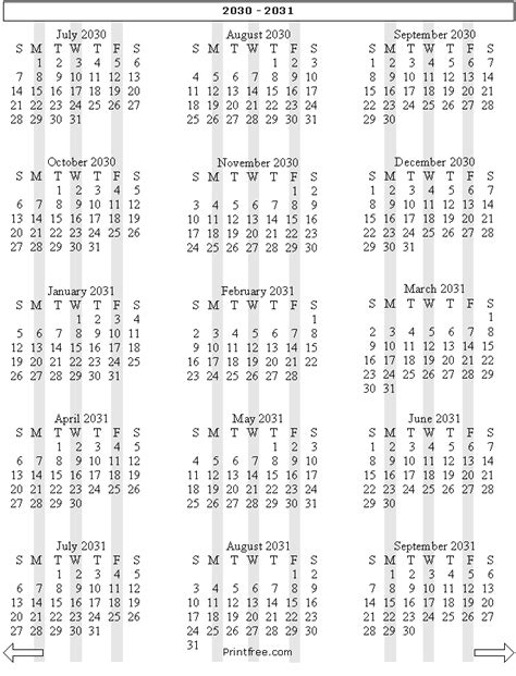 15 month school year calendar 2030-2031