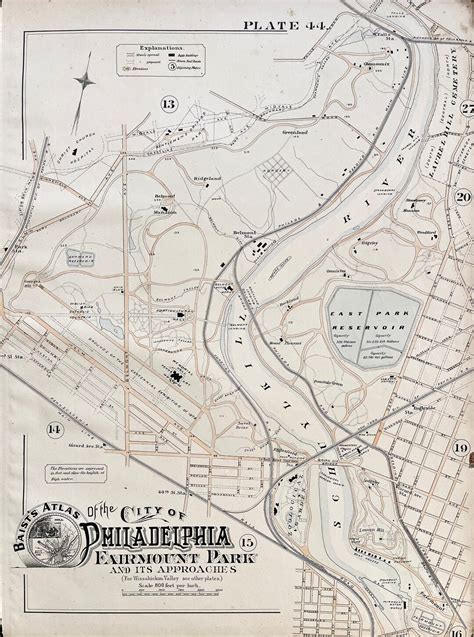 Philadelphia Zoo Map, Original 1886 Baists Atlas, Belmont Plateau ...