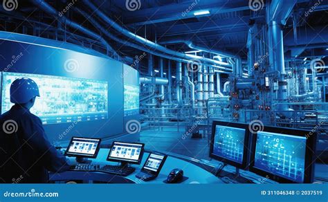 Automation Modern Chemical Plant Stock Illustration Illustration Of