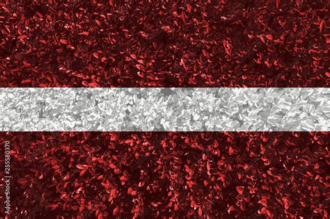 Latvian flag with texture of leaves and bushes. Background wallpaper ...