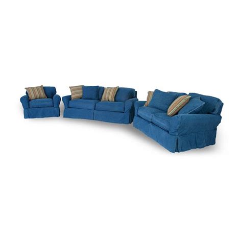 Washed Denim Living Room Set Sofa Loveseat And Chair Bernie And