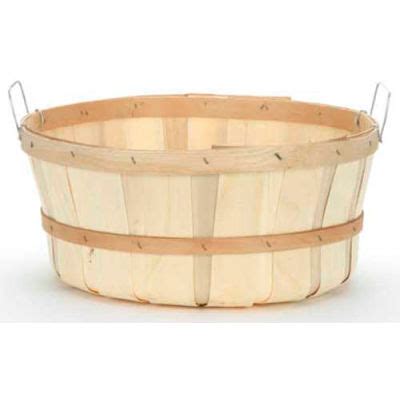 Retail Display Fixtures | Baskets & Crates - Wooden | 1 Bushel Shallow Wood Basket with Two ...