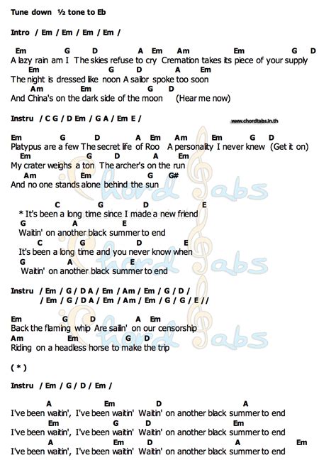 Red Hot Chili Peppers Black Summer Chords At Brenda Mcglynn Blog