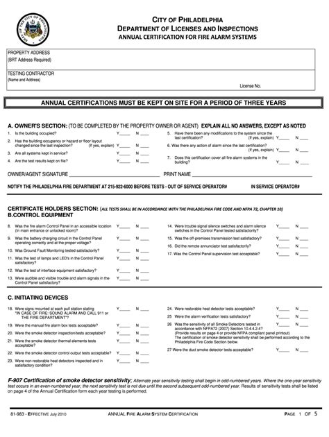 Fire Alarm Certification Form Fill Out And Sign Online Dochub