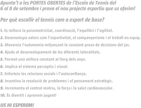 Portes Obertes Escola Club Tennis Vic