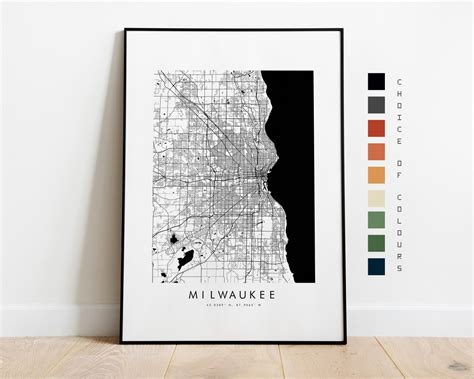 Milwaukee Map Print City Map Poster Map Art Map Wall Art USA City Map ...