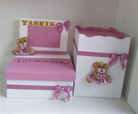 Kit higiene para bebê em MDF tema ursinha princesa Elo7