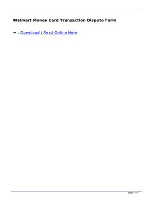 Fillable Online Walmart Money Card Transaction Dispute Form Sgavnoa