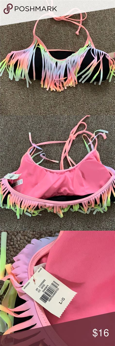 Pink Fringe Bikini Top Brand New With Tag Removable Padding Pink