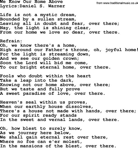 Hymns And Songs About Heaven We Know Our Home Above Lyrics And PDF