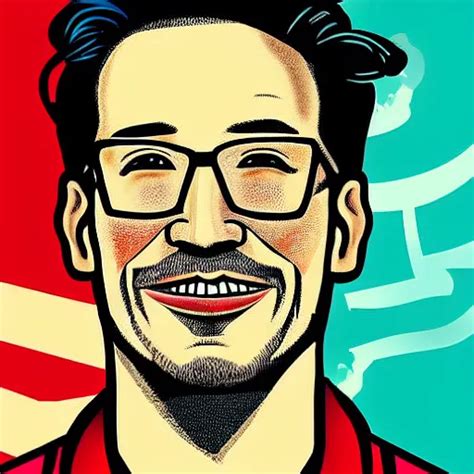 A Portrait Of Markiplier Painted By Shepard Fairey Stable Diffusion