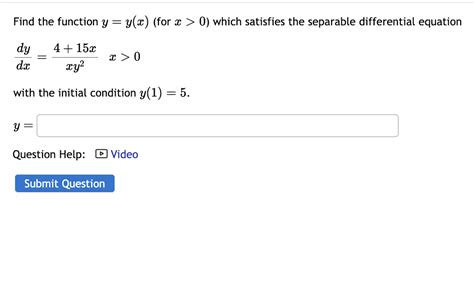 Solved Find The Function Y Y X For X 0 ﻿which Satisfies