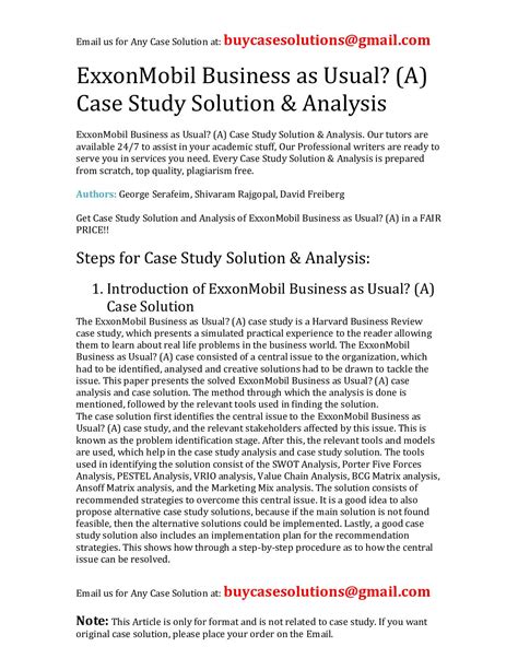 Calaméo Exxonmobil Business As Usual A Case Study Solution Analysis