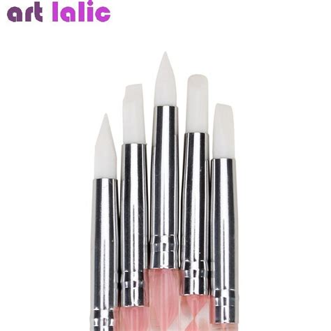 5Pcs 2 Way Nail Art Silicone Tip Pen Brushes Dotting Tools Marbleizing