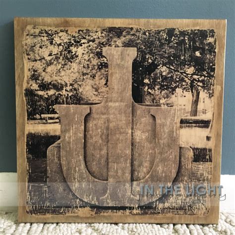 Indiana University Limestone Bench Square Wood Photo Transfer Etsy