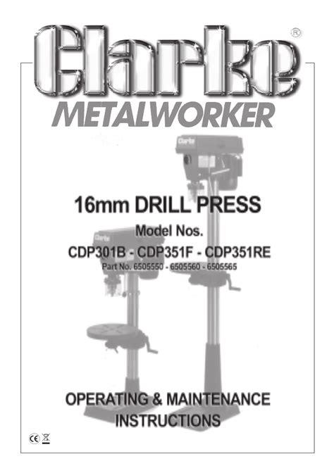 Manual Clarke Cdp351re Drill Press