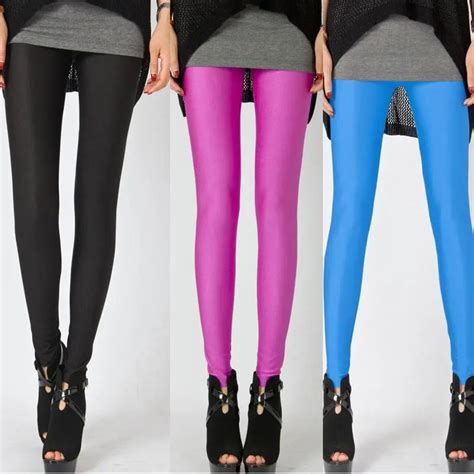 Women Candy Colors Pencil Leggings Autumn Stretchy Trousers Full Length