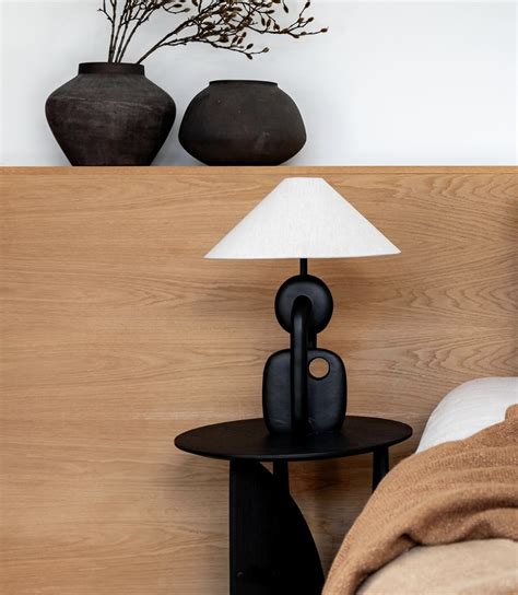 Link Table Lamp Black With Natural Shade Green With Envy Nz