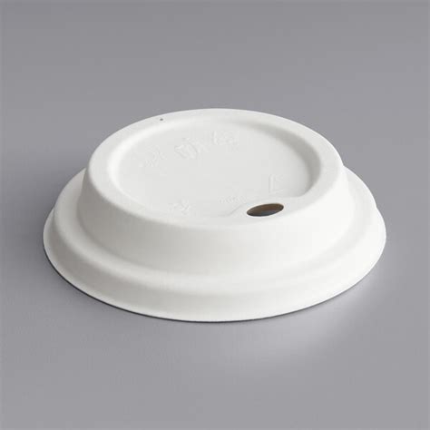 EcoChoice White Compostable Sugarcane Hot Cup Lid For 10 24 Oz Standard Cups And 8 Oz Squat