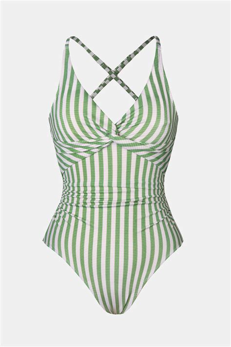 Healing Space Plunge Twisted Stripes One Piece Swimsuit Cupshe Au