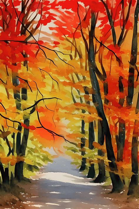 Fall Foliage Watercolor Painting Creative Fabrica