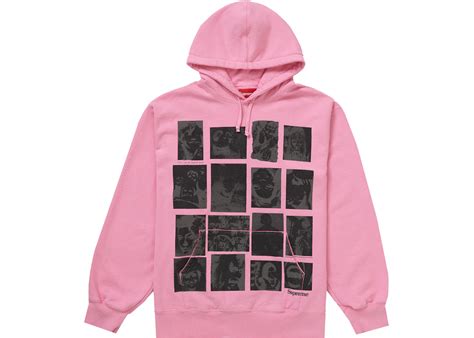 Supreme Collage Grid Hooded Sweatshirt Pink Mens Fw21 Us