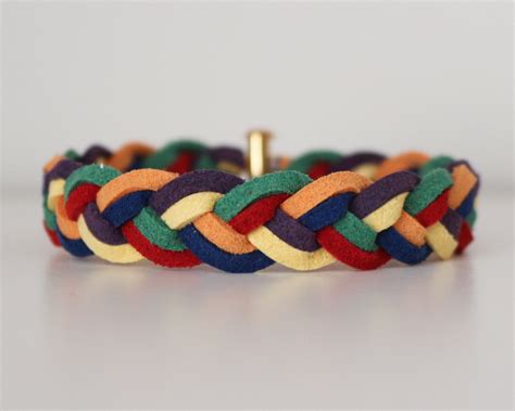 Pulsera Trenzada En Rainbow Bright Pulsera De Ante Pulsera Etsy Espa A