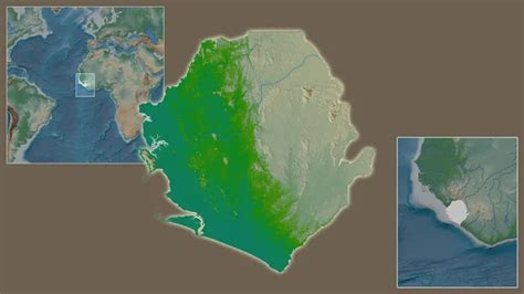 Close Up Of Sierra Leone And Its Location In The Region And In The