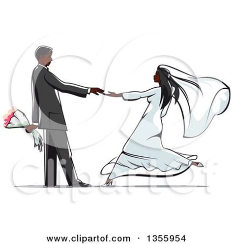 Clipart of a Black Wedding Couple Dancing - Royalty Free Vector Illustration by Vector Tradition ...