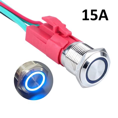 WŁĄCZNIK 15A PRZYCISK BISTABILNY ON OFF LED 16mm 12V 24V WANDALOODPORNY