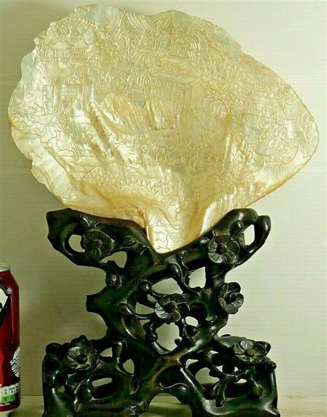 Rare Antique Mother Of Pearl Aaa Oriental Carving Stunning Pearls