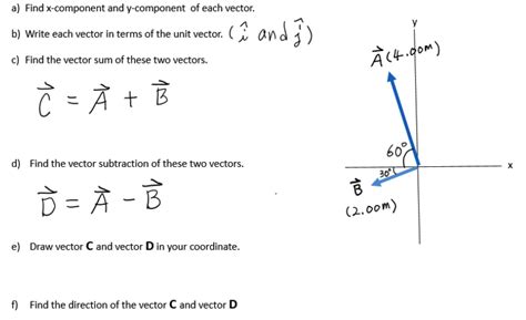 Solved A Find X Component And Y Component Of Each Vector Y Chegg