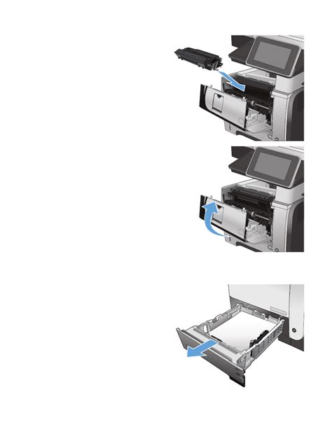 清除 2 號紙匣或選購的 500 頁紙匣中之卡紙 Hp Laserjet Enterprise 500 Mfp M525