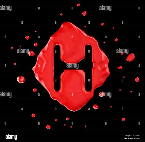 Red Blob H Letter Over Black Background Large Resolution Stock Photo