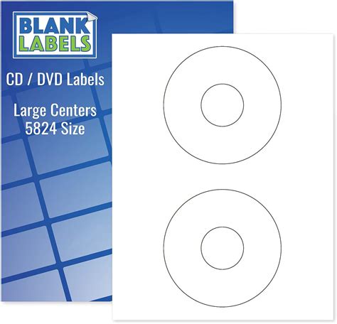 Blank Labels CD DVD Labels 5824 Template Compatible Permanent White