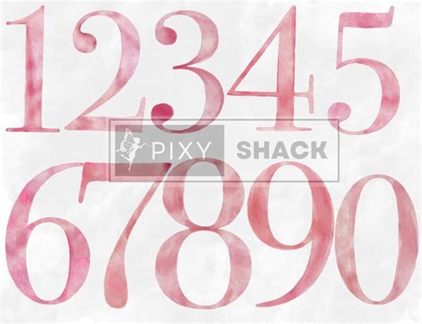 Pink Numbers Clipart, Watercolor Hand Drawn Numbers PNG, Birthday ...